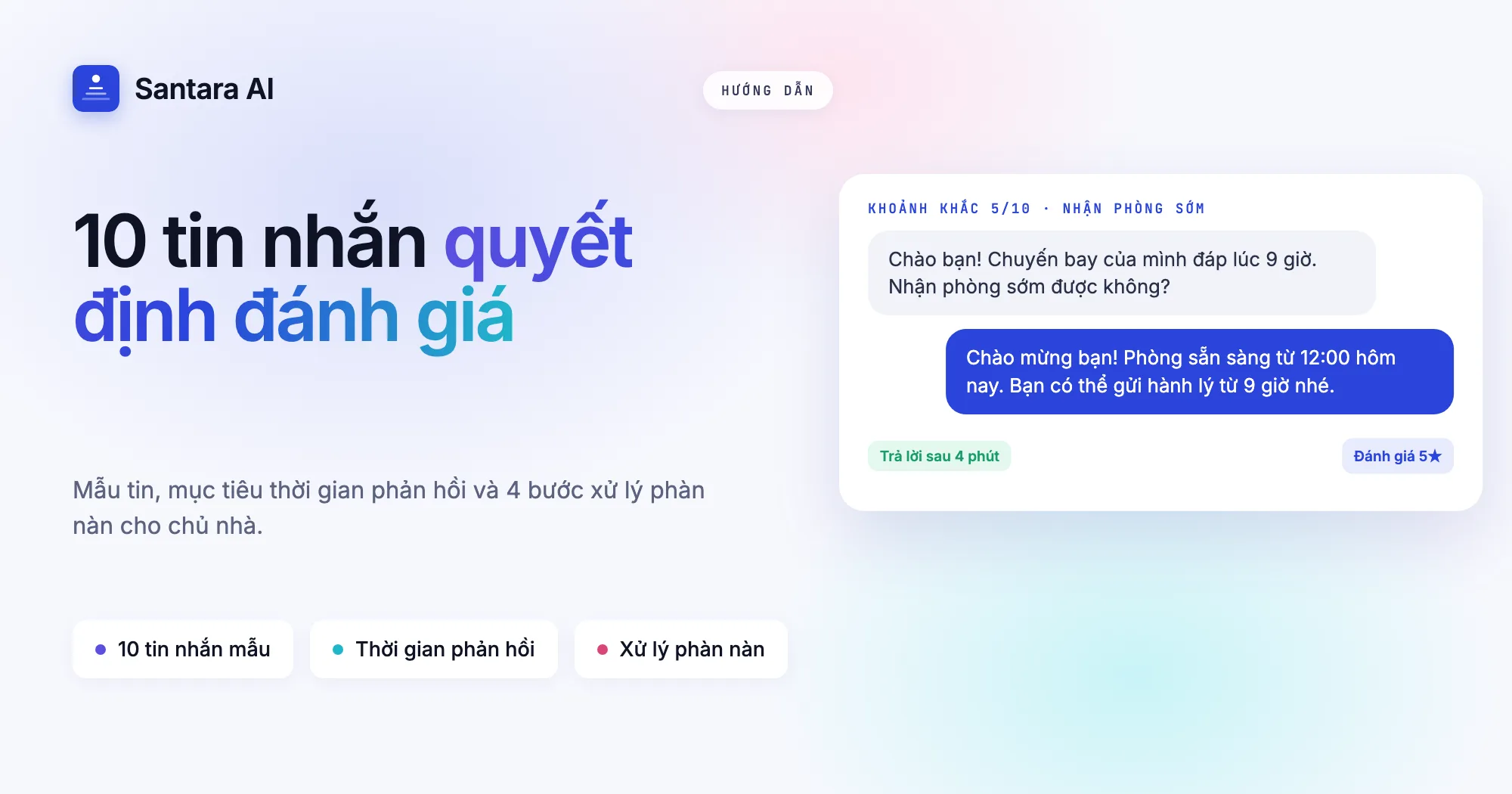 Ảnh bìa cẩm nang nhắn tin với khách: 10 tin nhắn quyết định điểm đánh giá