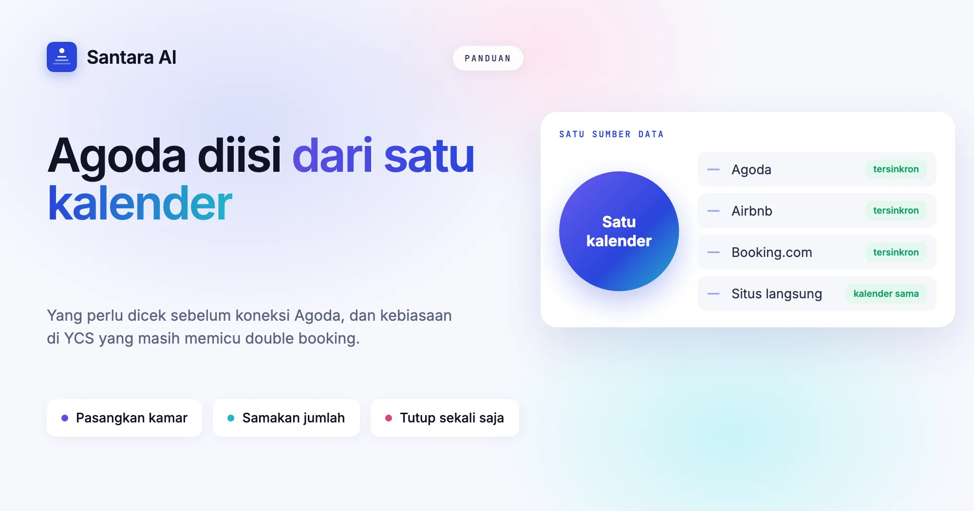 Sampul bertuliskan Agoda diisi dari satu kalender, dengan Agoda dan kanal lain diisi dari satu kalender