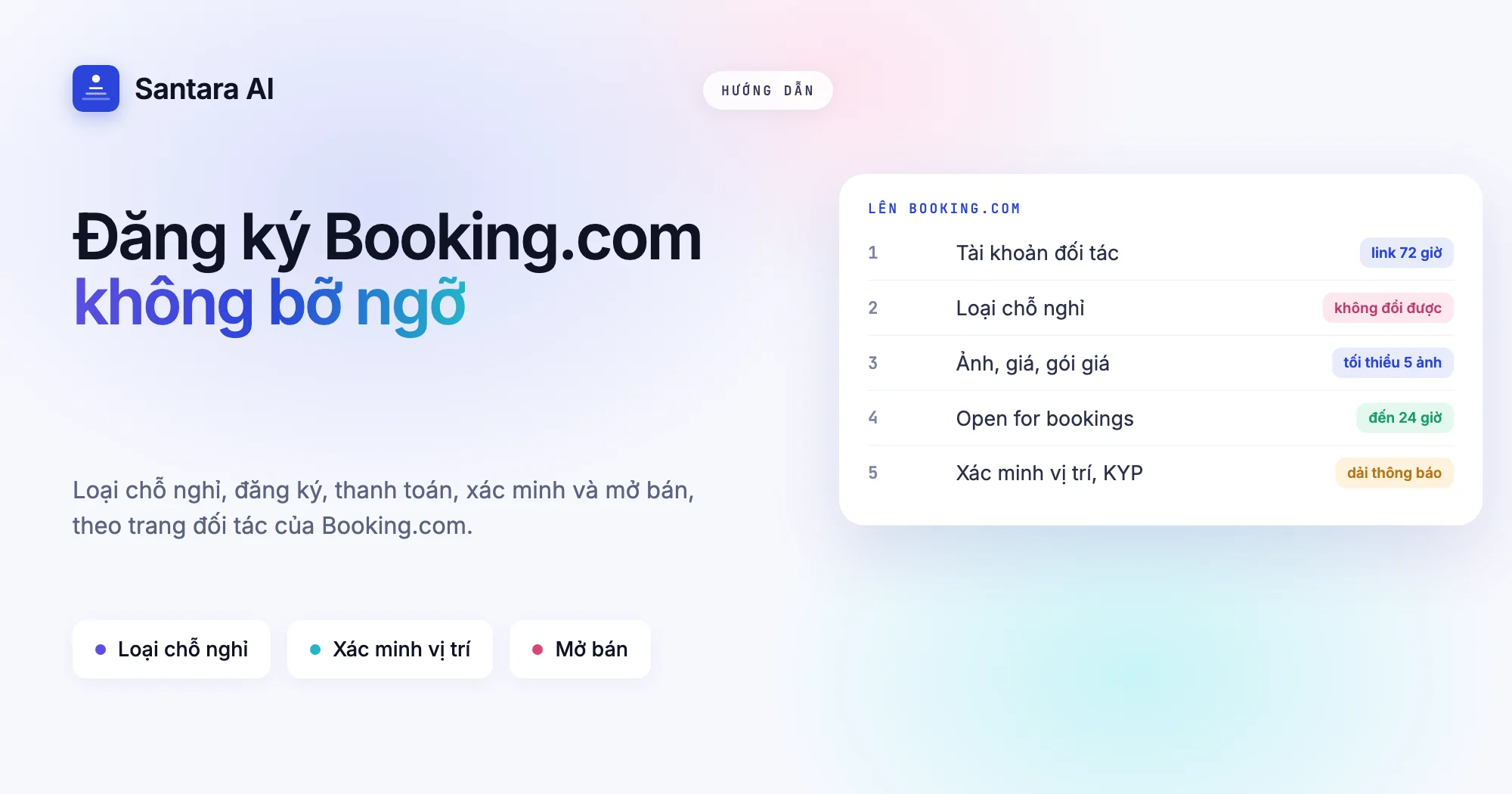 Ảnh bìa hướng dẫn cách đăng ký Booking.com cho homestay, từ tạo tài khoản đến mở bán