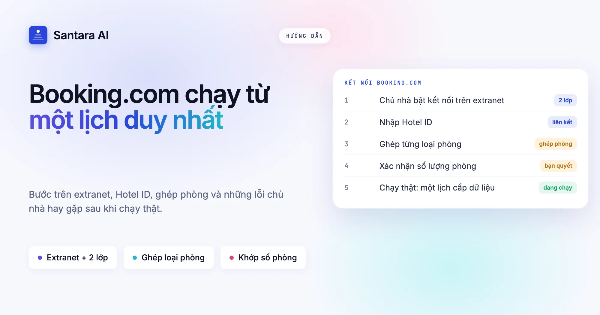 Ảnh bìa ghi Booking.com chạy từ một lịch duy nhất, kèm các bước kết nối