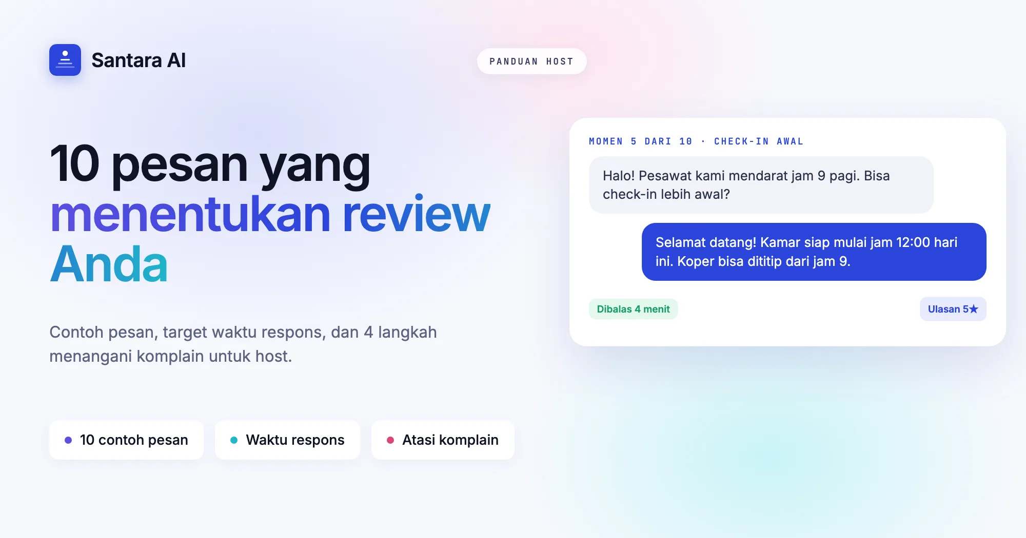 Sampul panduan pesan tamu: 10 pesan yang menentukan skor review