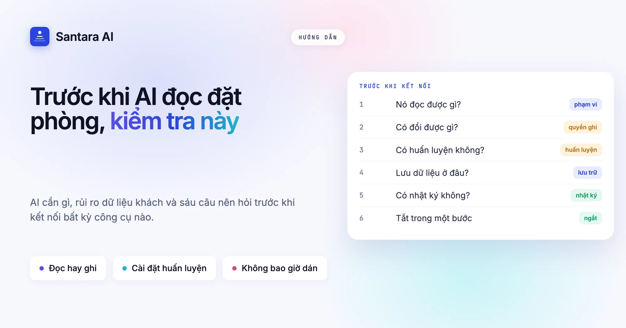 Ảnh bìa với checklist trước khi cho trợ lý AI truy cập dữ liệu đặt phòng homestay