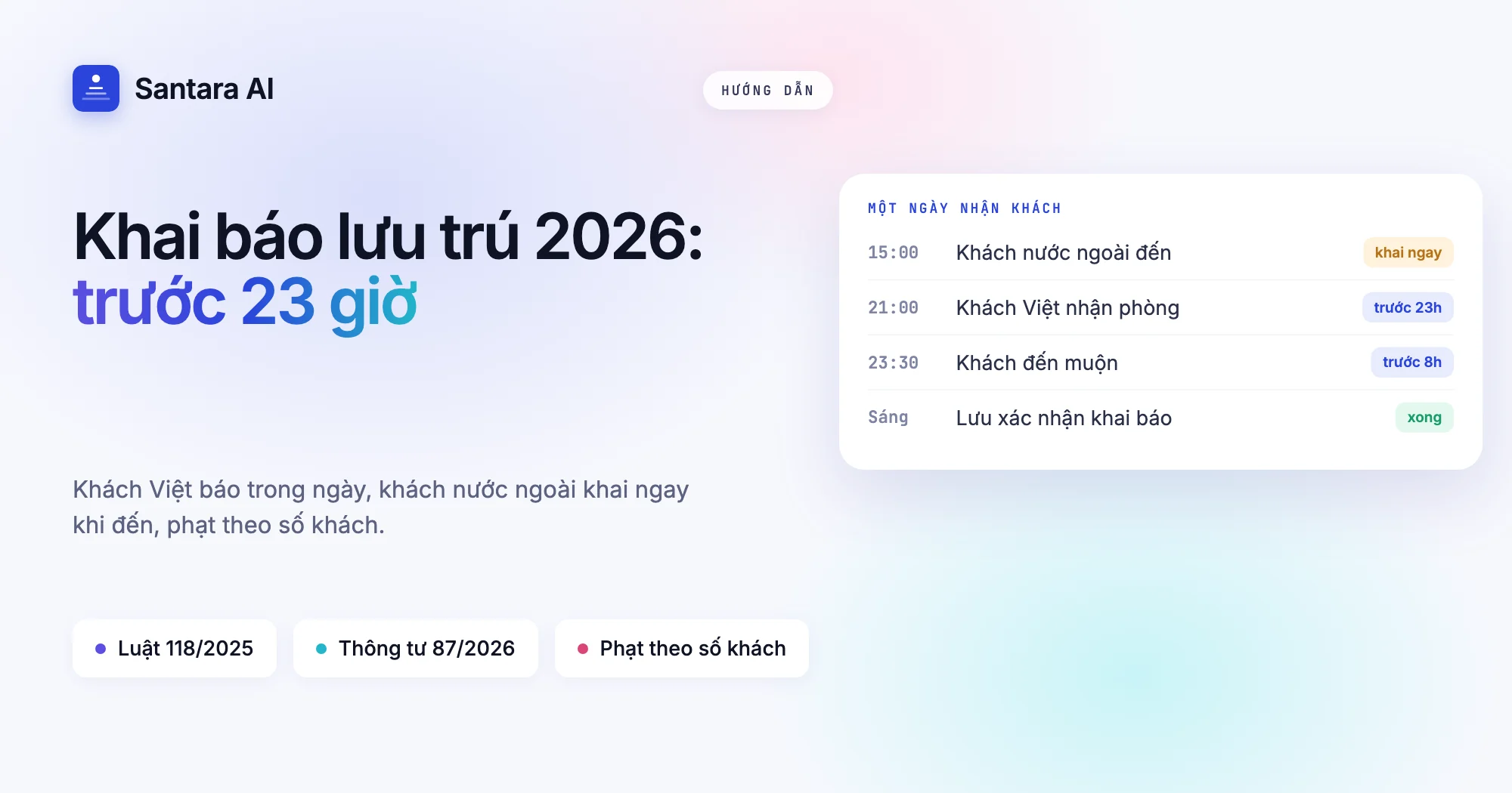Ảnh bìa ghi Khai báo lưu trú 2026: trước 23 giờ, kèm các mốc khai báo
