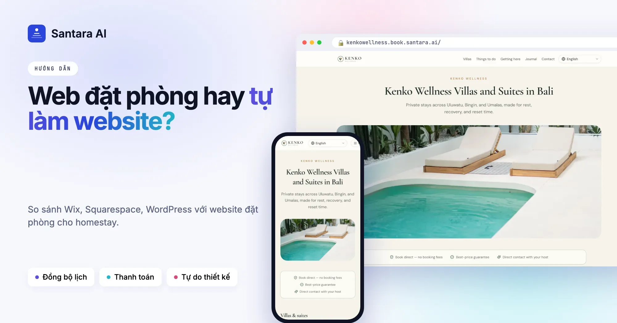 Danh sách villa kèm giá trên website đặt phòng trực tiếp so với website tự làm