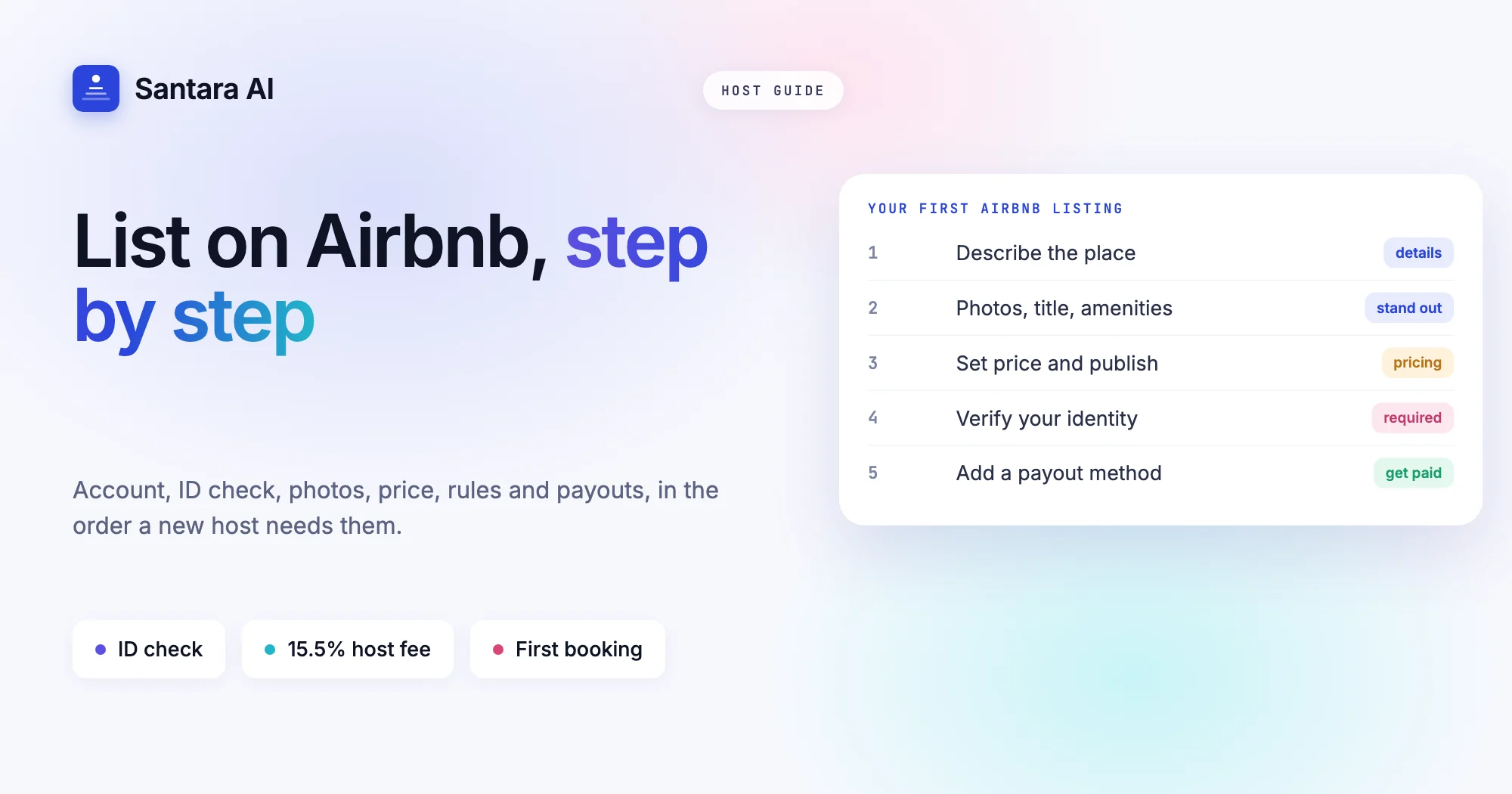Cover for a step-by-step guide to listing on Airbnb, from account setup to first booking