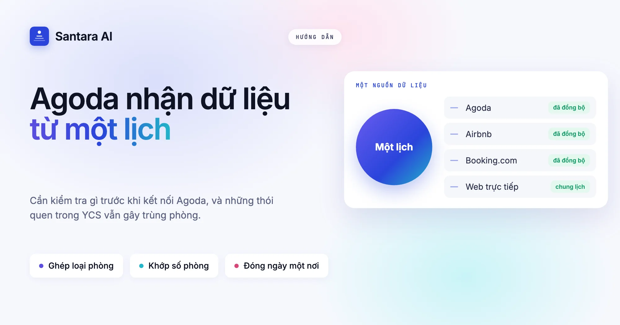 Ảnh bìa ghi Agoda nhận dữ liệu từ một lịch, với Agoda và các kênh khác cùng lấy dữ liệu từ một lịch duy nhất