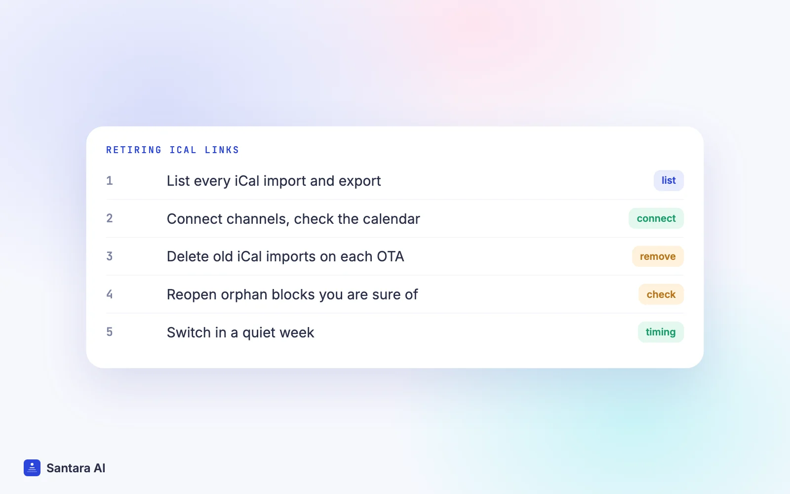 Checklist for retiring iCal links when moving to a channel manager